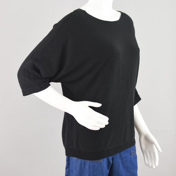 Vintage New York & Co Black Acrylic Short Sleeve Sweater Women's Medium - Picture 5 of 8
